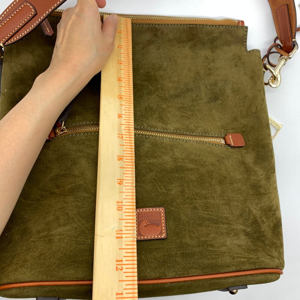 Dooney & Bourke Olive Green and Brown leather Shoulder Bag - Picture 6 of 16